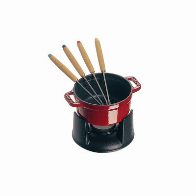 Staub Mini Chocolate 0.25 qt. Fondue Set in Cherry