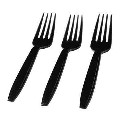 Fineline Settings, Inc Flairware Heavy Duty Boxed Disposable Plastic Fork (1000/Case), Black