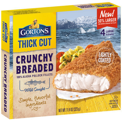 Gorton's® Thick Cut Crunchy Breaded 100% Alaska Pollock Fillets 11.4 oz. Box