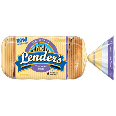 Lender's Frozen Original Cinnamon Swirl 6 Ct Bagels 12 Oz Bag