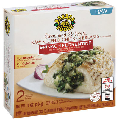 Barber Foods® Seasoned Selects™ Spinach Florentine Raw Stuffed Chicken Breasts 2 ct Box