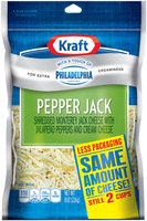 Kraft Natural Cheese Pepper Jack W/Touch of Philadelphia Shredded Cheese 8 Oz Peg
