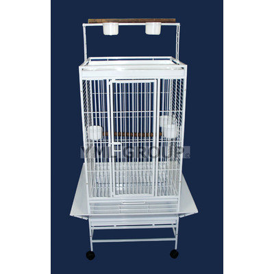 Yml Play Top Wrought Iron Parrot Cage Color: White