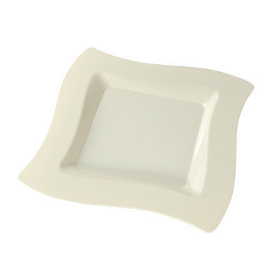 Fineline Settings, Inc Wavetrends Square Dinner Plate (Pack of 120), 11.5 W x 11.5 D, Bone