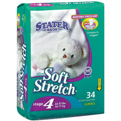 Stater Bros. Ultra Soft Stretch Stage 4 22-37 Lbs Diapers 34 Ct Bag