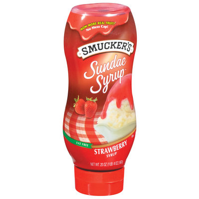 Smucker's Strawberry Fat Free Toppings Sundae Syrup 20 Oz Squeeze Bottle