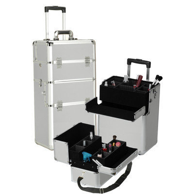 Seya Professional 2-1 Cosmetic Makeup Train Case Color: Silver