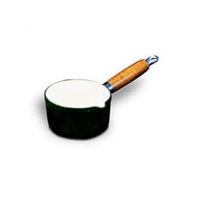 World Cuisine A1734114 Green Chasseur Milk Pan with Spout and Wooden Handle