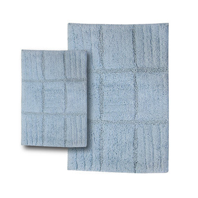 Textile Decor Castle 2 Piece 100% Cotton Chakkar Board Spray Latex Bath Rug Set, 24 H X 17 W and 30 H X 20 W