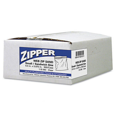 Webster Recloseable Zipper Seal Sandwich Bags, 500 per Carton - Clear