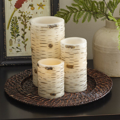 Birch Lane Birch Bark Flameless Pillar Candle Color: Birch Bark, Size: Large
