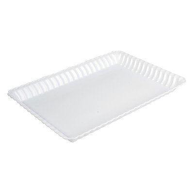 Fineline Settings, Inc Flairware Rippled Bulk Disposable Plastic Serving Tray (48/Case), White