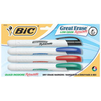 BIC Great Erase Bold Pocket Style Dry Erase Markers, Fine Point, Green, Dozen