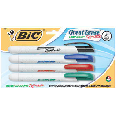 BIC Great Erase Bold Pocket Style Dry Erase Markers, Fine Point, Green, Dozen