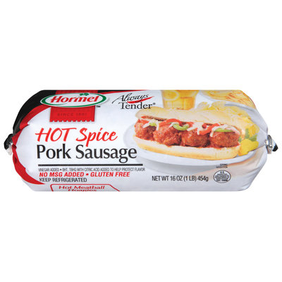HORMEL ALWAYS TENDER Hot Spice Pork Sausage 16 OZ CHUB
