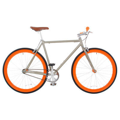 Vilano Rampage Fixed Gear Bike Fixie Single Speed Road Bike Matte Grey / Orange Small 50cm