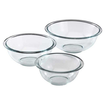 World Kitchen Pyrex Prepware 3-Piece Mixing Bowl Set in Clear