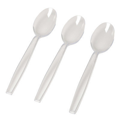 Fineline Settings, Inc Flairware Heavy Duty Box Bulk Disposable Plastic Spoon (1000/Case), Clear