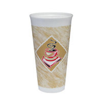 Dart 20 Oz Caf G Design Foam Hot / Cold Cups in White / Brown with Red Accents (Pack of 20)