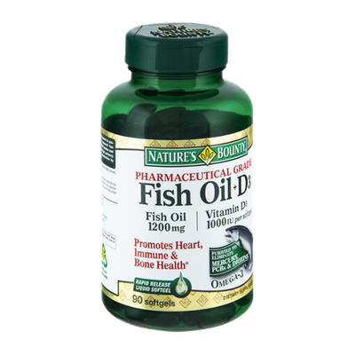 Nature's Bounty Pharmaceutical Grade Fish Oil + D3 1200mg/Vitamin D3 1000IU Dietary Supplement Softgels - 90 CT