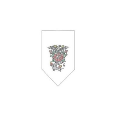 Ahi Eagle Rose Rhinestone Bandana White Large