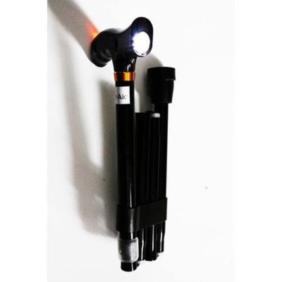 Med-aid Black Fritz Handle Aluminum Foldable Walking Cane with Rechargeable Flashlight