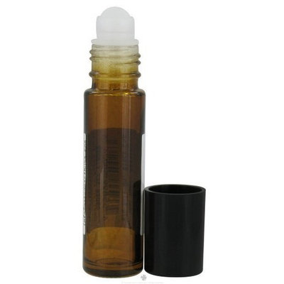 Sanctum Aromatherapy - Amber Glass Bottle with Roll On Applicator and Black Cap - 10 ml. (1 Unit)
