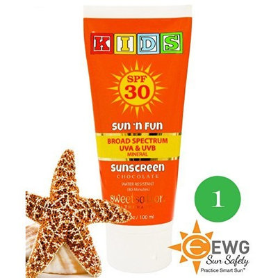 Sweetsation Therapy Sun'n'Fun Broad Spectrum Mineral Sunscreen for Kids SPF 30, with Antioxidants, Marshmallow and Chocolate, 3.3oz NEW formula 2014