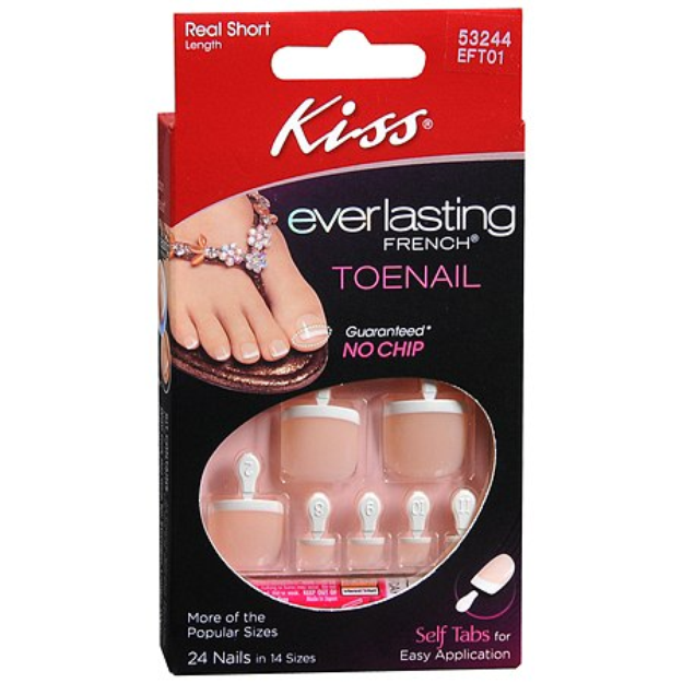 Kiss Everlasting French Glue-On Toenails Kit Real Short Length