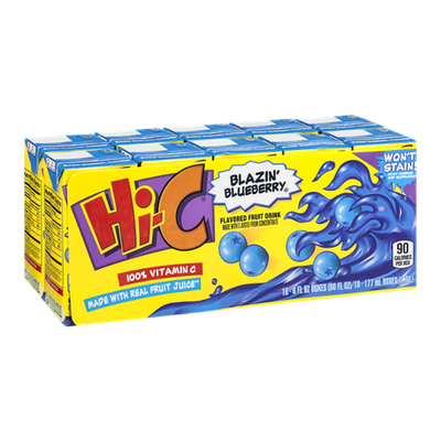 Hi-C Flavored Fruit Drink Blazin' Blueberry Boxes - 10 CT