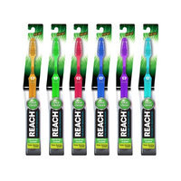 6 Pack Reach Crystal Clean Deep Dental Cleanse Bi-Level Firm Bristles Toothbrush