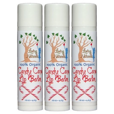 Loving Naturals 100% Organic, Candy Cane Lip Balm .16 Ounce (3 Pack)