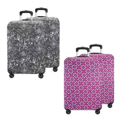Travelon Set of 4 Suitcase Cover- Medium(2 Black Print plus 2 Berry Floral) Suitcase Cover Medium