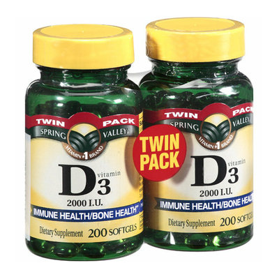 Spring Valley Vitamin D3 2000 IU Twin Pack Dietary Supplement Softgels