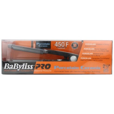 BaBylissPRO BaByliss Pro BABP2559 Porcelain Ceramic Flat Iron, Silver/Black, 2.5 Inch