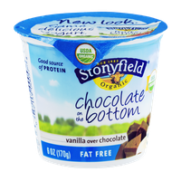 Stonyfield Organic Chocolate on the Bottom Fat Free Nonfat Yogurt Vanilla over Chocolate