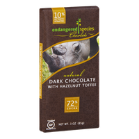 Endangered Species Chocolate Dark Chocolate With Hazelnut Toffee Bar Natural - Black Rhino