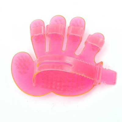 Soft Plastic Pet Head Massage Grooming Massager Glove Brush Pink