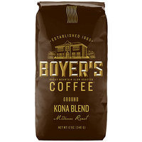 Boyer's Coffee Kona Blend Medium Roast Ground Coffee, 12 oz