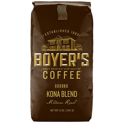 Boyer's Coffee Kona Blend Medium Roast Ground Coffee, 12 oz
