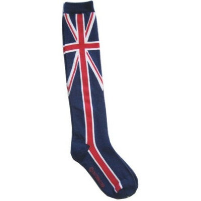 Okitani Union Jack Flag Knee High Socks Stripe Women Skater Blue Red White