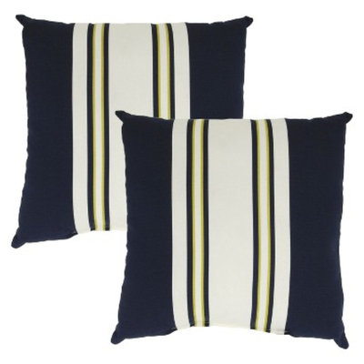 Threshold 2-Piece Square Outdoor Toss Pillow Set - Navy Stripe