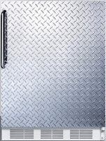Summit FF61DPLADA 5.5 Cu. Ft. Freestanding Refrigerator with Textured Diamond Plate Door Automatic Defrost Hidden Evaporator and Adjustable Glass Shelves in