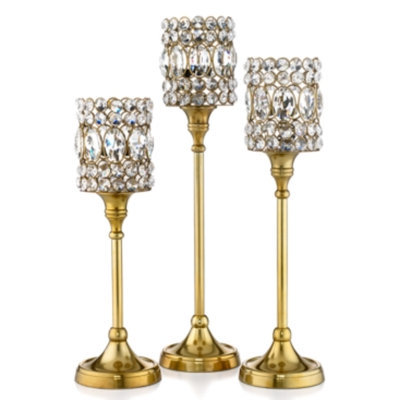 Leeber Set of 3 Gold Sparkle Tapers