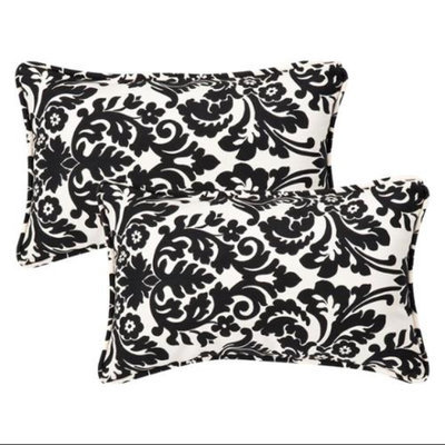 Pillow Perfect 2-Piece Outdoor Toss Pillow Set - Black/White Polka Dot 18