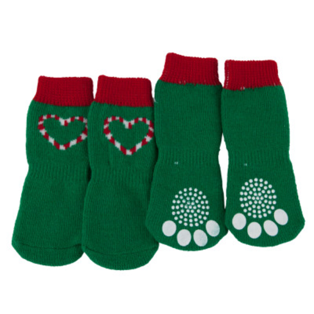 Luv-A-PetTM Candy Cane Heart Holiday Socks