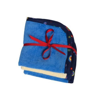Ambajam Set of 3 Plush Wash Cloths, Green Apple Terry/Mod Dot Trim