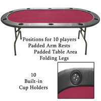 Trademark Global Games Trademark Global Full Size Texas Hold'em Burgundy Felt Poker Table