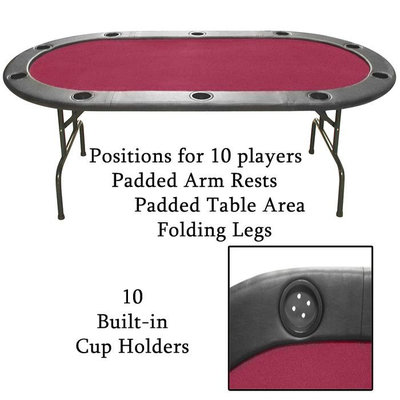 Trademark Global Games Trademark Global Full Size Texas Hold'em Burgundy Felt Poker Table