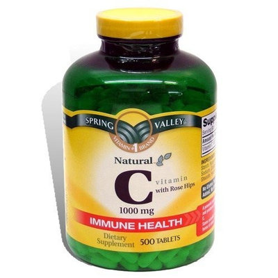 Spring Valley - Vitamin C 1000 mg, With Rose Hips, 500 Tablets